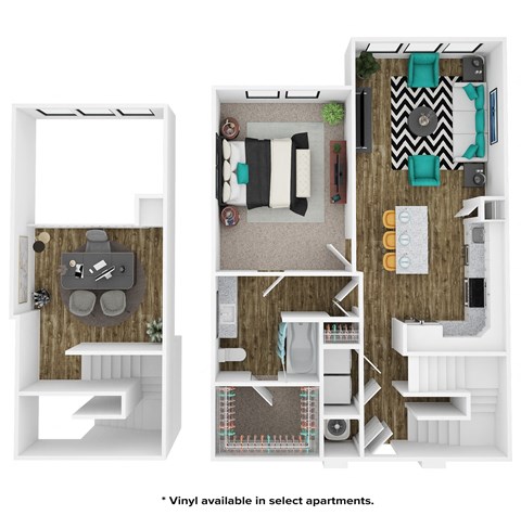 a floor plan of a house with a bedroom and a living room
